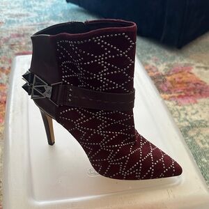 Sam Edelman Burgundy Studded Heeled Boots